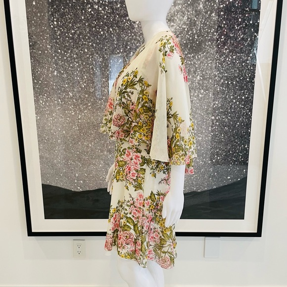 Giambattista Valli Silk Chiffon Floral Cape Dress - Picture 4 of 14